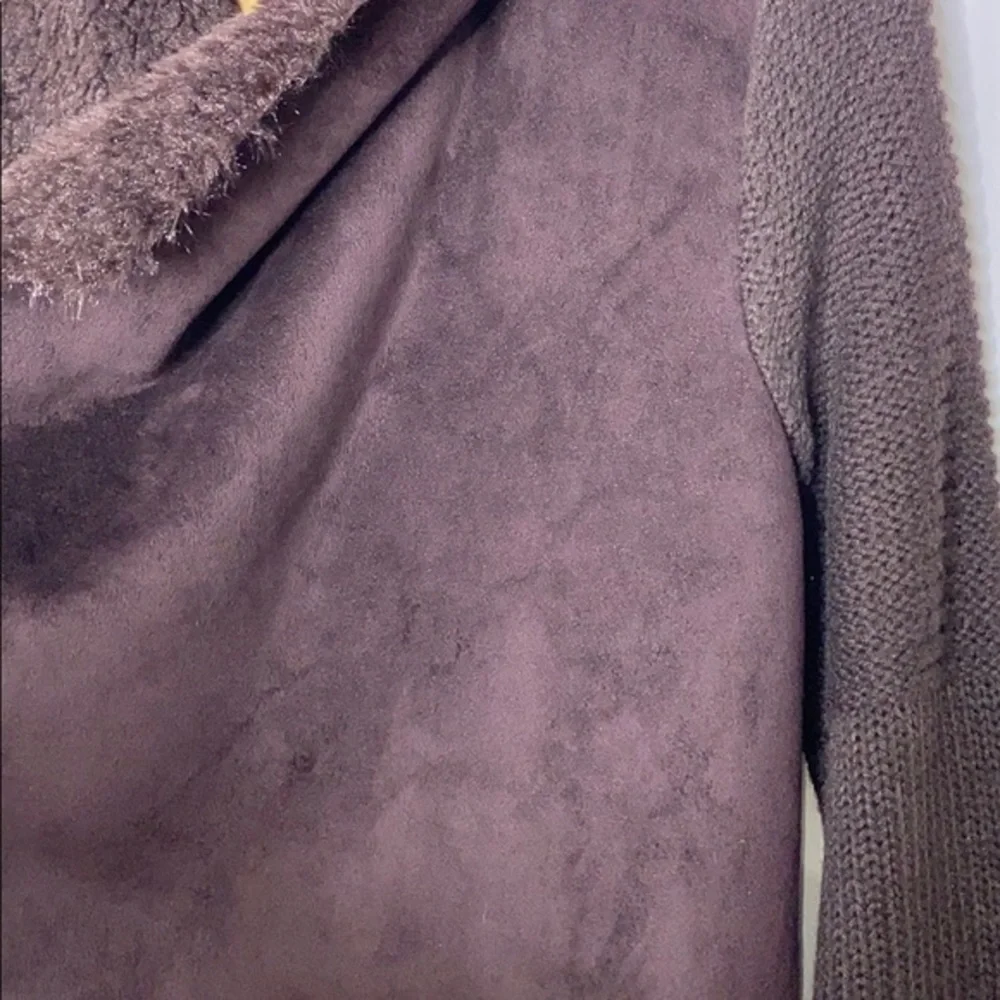 Chelsea & Theodore Faux Fur Waterfall Cardigan Sweater – Brown – Women’s Small